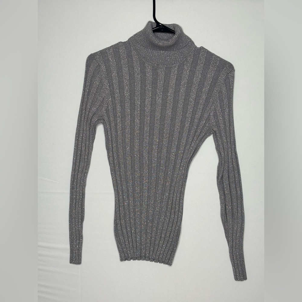 Style & Co. Gray Ribbed Turtleneck Sweater